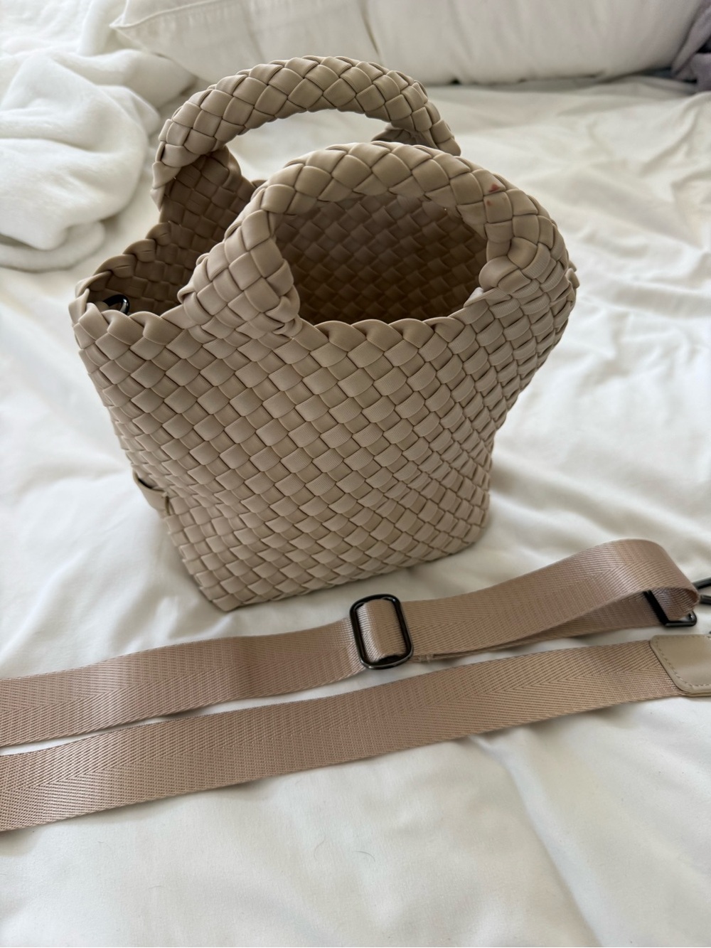 Naghedi Woven Mini Tote in Beige — Women's Handbag